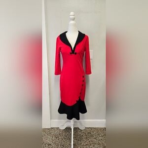 1940s Style Red and Black Dress